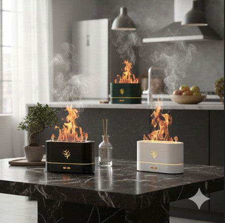 Diffusore di Aromi Elettrico a LED con Effetto Fiamma e Timer Intelligente USB