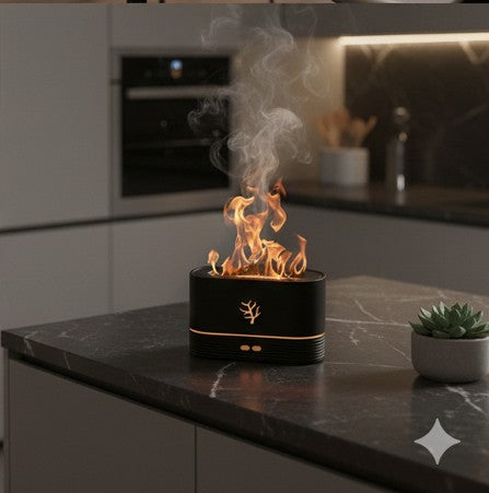 Diffusore di Aromi Elettrico a LED con Effetto Fiamma e Timer Intelligente USB