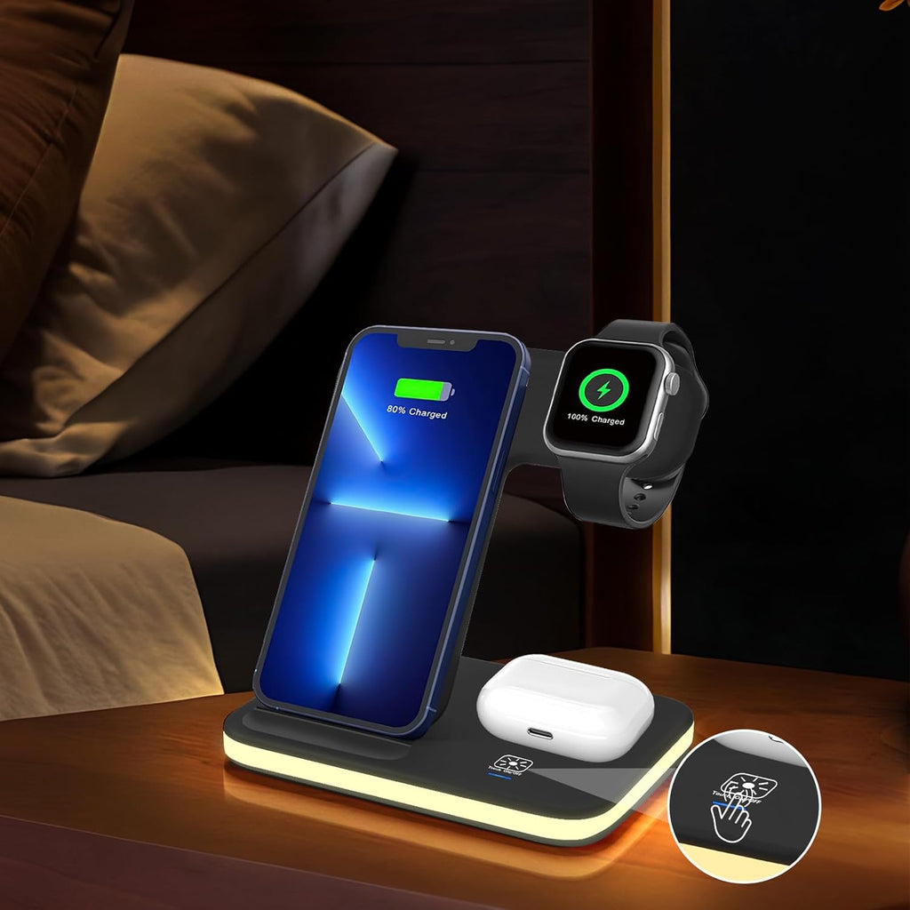 Caricatore Wireless 3 in 1  per Smartphone-AirPods-Smartwatch